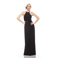 ROSE NOIR #325 - Jewelled Collar Evening Gown (Black)