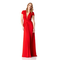 ROSE NOIR #351 - Lace Detail Evening Gown (Red size 8)