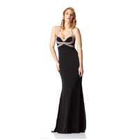 ROSE NOIR #372 - Contrast Beaded Evening Gown (Black)