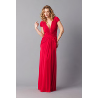 ROSE NOIR #413 - Cut Out Pattern Evening Gown (Ink, Red)