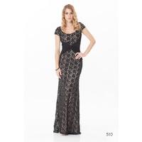 ROSE NOIR #510 - Black Lace Evening Gown (Black/Black size 8)