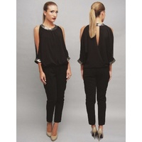 BARIANO - Cut Out Sleeve Top (BUT03 - Black)