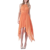 BARIANO - Lace Neck Asymmetric Dress (BXD19 - Orange size 6)