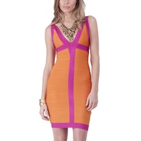 BARIANO - Contrast Bandage Dress (BXD51 - Orange/Pink)