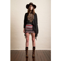 PINCLOVE - Bodycon Navajo Skirt (C34007 - Black Multi size XS)