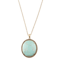 CHRISSY L - Dusk Necklace (DUSK673 -Antique Gold/Turquoise)