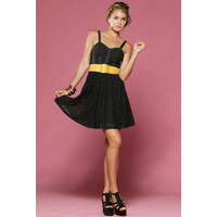 HONEY & BEAU - In Lace Floaty Dress (HD49122 - Black size 8)
