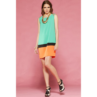 HONEY & BEAU - Colour Block Dress (HD50104 -Green/Multi)