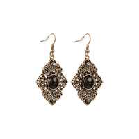 CHRISSY L - Jade Earrings (JADE696 - Antique Gold/Black)