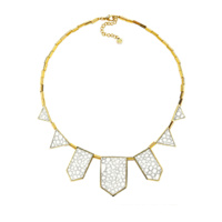 HOUSE OF HARLOW - White Sand Five Station Necklace (N000517RW - White Sting Ray)