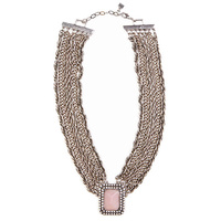 CHRISSY L - Romancing The Stone Necklace (RTS876 - Antique Silver/Blush)