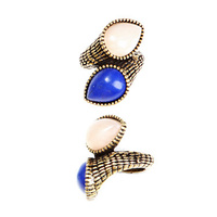 CHRISSY L - Two As One Ring (TWO1037 - Antique Gold/Cobalt/Pink Jade)