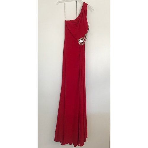 ROSE NOIR #309 - Cross Over Evening Gown (Ivory, Red)