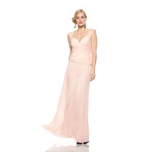 ROSE NOIR #319 - Detailed Strap Evening Gown (Peach)