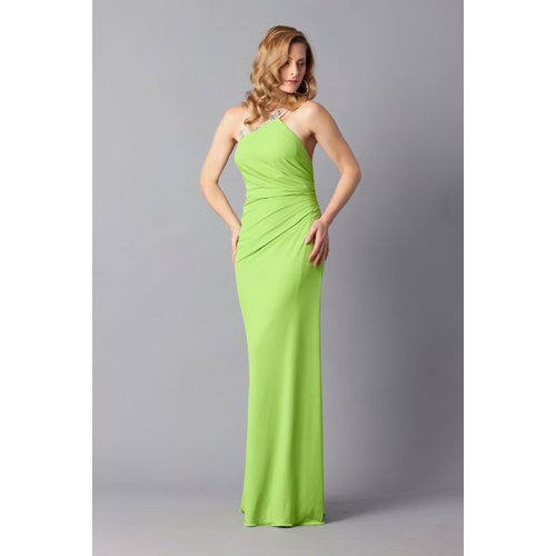 ROSE NOIR #418 - Mesh Beaded Evening Gown (Green size 10)
