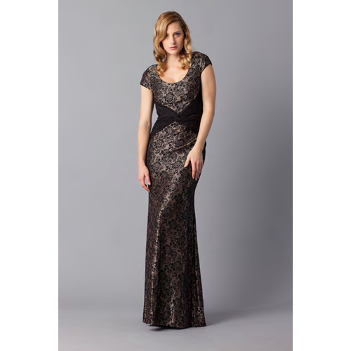 ROSE NOIR #429 - Lace Evening Gown (Black/Multi size 8)