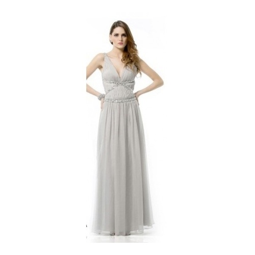 BARIANO - V Neck Grecian Gown (BZD03 - Oyster size 8)