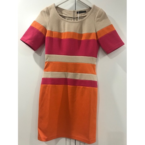 HONEY & BEAU - Miami Bodycon Dress (HD48001 - Magenta, Orange size 8)