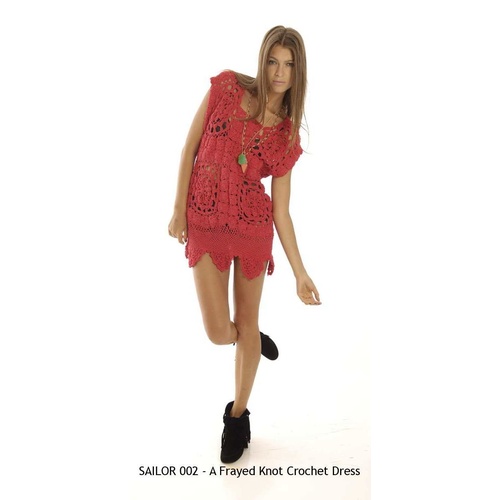 HOUSE OF WILDE - A Frayed Knot Crochet Dress (HOWSA002 - Red size XS)